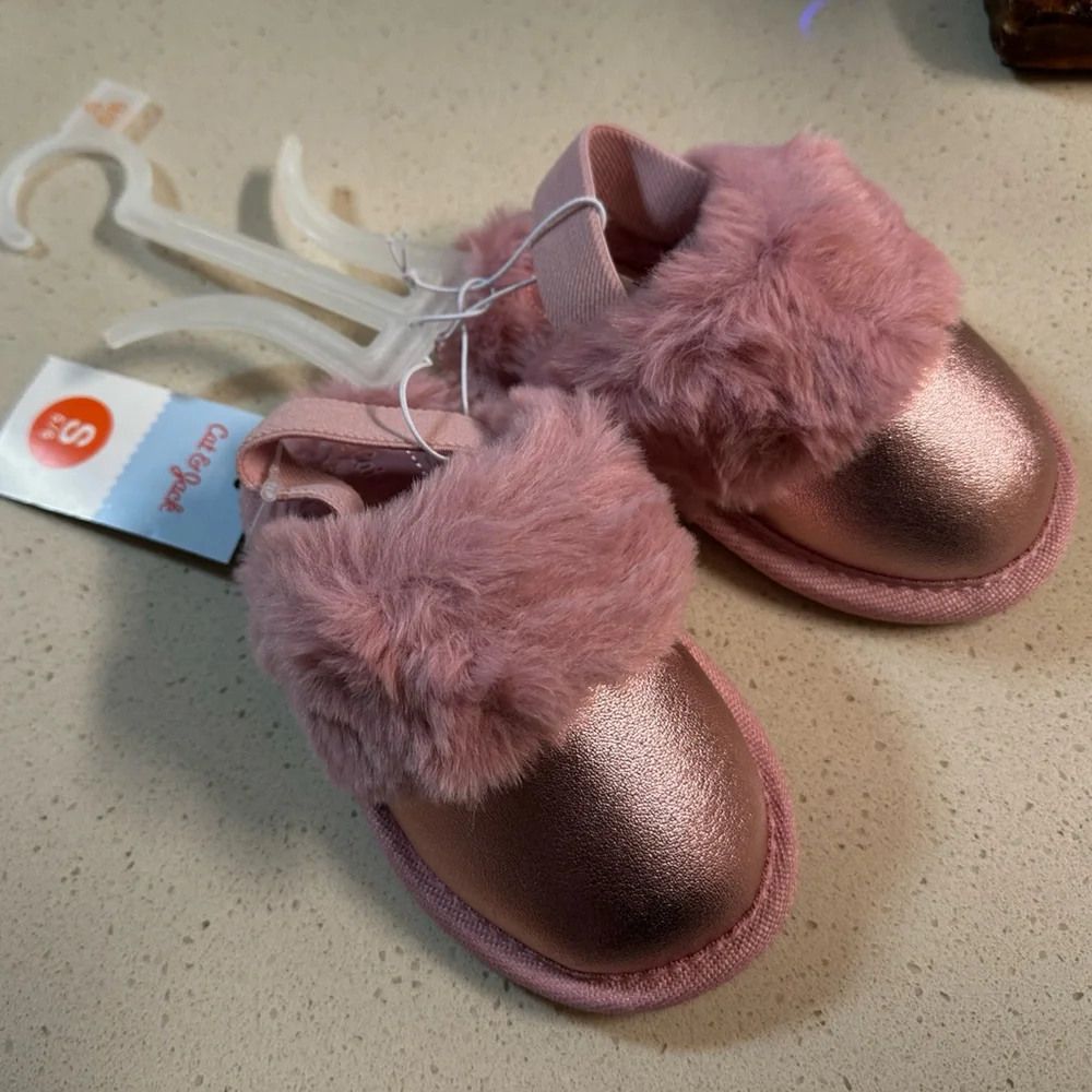 Cat & Jack Toddler Lila Metallic Scuff Slippers NWT